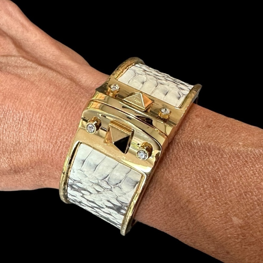 Stella & Dot Bello Bangle Hinge Cuff Gold Snakeskin